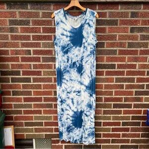Blue Tie-Dye Sleeveless Dress